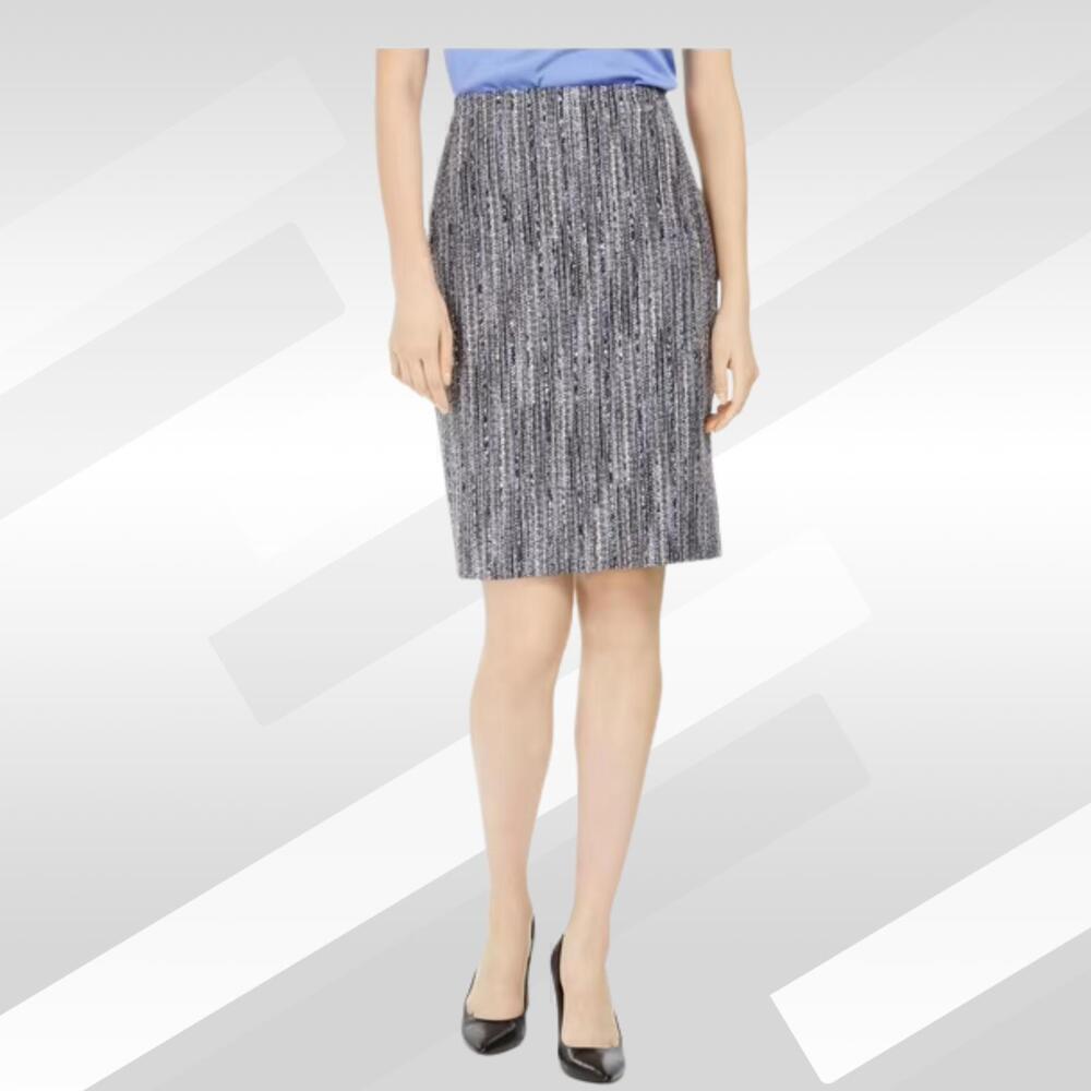 2/$30 Anne Klein Blue Tweed Textured Pencil Skirt Size 6